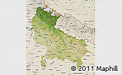 Satellite Map of Uttar Pradesh, shaded relief outside