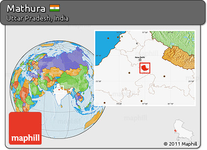 Political Location Map of Mathura, highlighted country