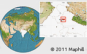 Satellite Location Map of Meerut, highlighted country