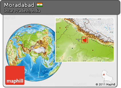Physical Location Map of Moradabad
