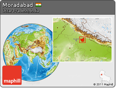 Physical Location Map of Moradabad
