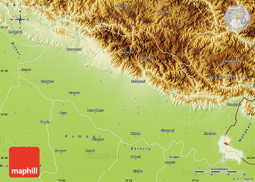 Nainital In India Map Physical Map Of Nainital