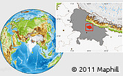 Physical Location Map of Sitapur, highlighted country, highlighted parent region