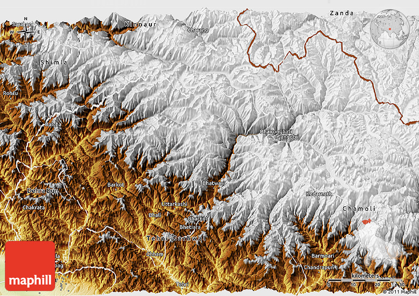 Physical 3D Map of Uttarkashi
