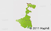 Physical 3D Map of West Bengal, cropped outside