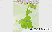 Physical 3D Map of West Bengal, lighten