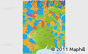 Physical 3D Map of West Bengal, political outside