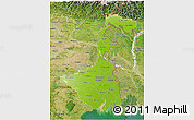 Physical 3D Map of West Bengal, satellite outside