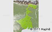 Physical 3D Map of West Bengal, semi-desaturated