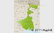Physical 3D Map of West Bengal, shaded relief outside