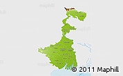 Physical 3D Map of West Bengal, single color outside