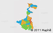 Political 3D Map of West Bengal, cropped outside