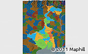 Political 3D Map of West Bengal, darken