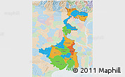 Political 3D Map of West Bengal, lighten