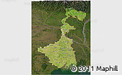 Satellite 3D Map of West Bengal, darken