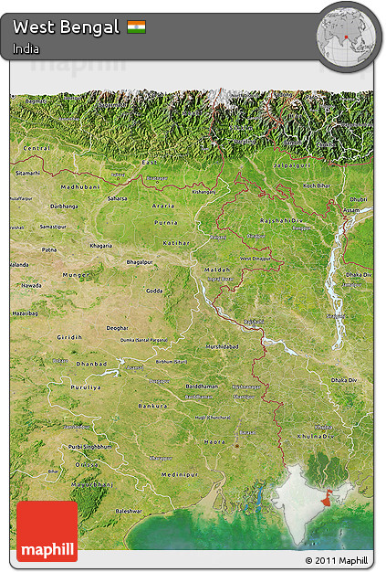 Satellite 3D Map of West Bengal