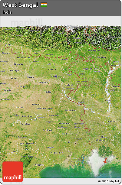 Satellite 3D Map of West Bengal