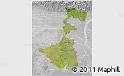 Satellite 3D Map of West Bengal, lighten, desaturated