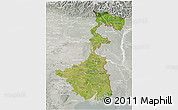 Satellite 3D Map of West Bengal, lighten, semi-desaturated