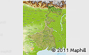 Satellite 3D Map of West Bengal, physical outside
