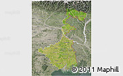 Satellite 3D Map of West Bengal, semi-desaturated