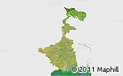 Satellite 3D Map of West Bengal, single color outside