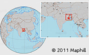 Gray Location Map of West Bengal, within the entire country