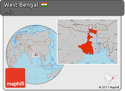 Gray Location Map of West Bengal