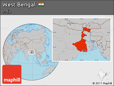 Gray Location Map of West Bengal