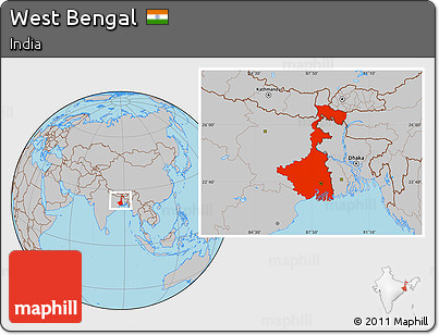 Gray Location Map of West Bengal