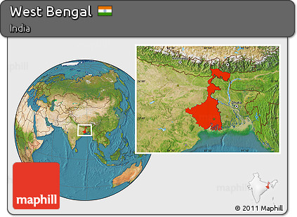 Satellite Location Map of West Bengal