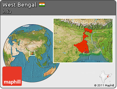 Satellite Location Map of West Bengal