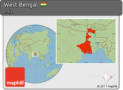 Savanna Style Location Map of West Bengal