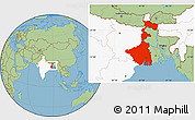 Savanna Style Location Map of West Bengal, highlighted country