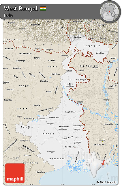 Classic Style Map of West Bengal