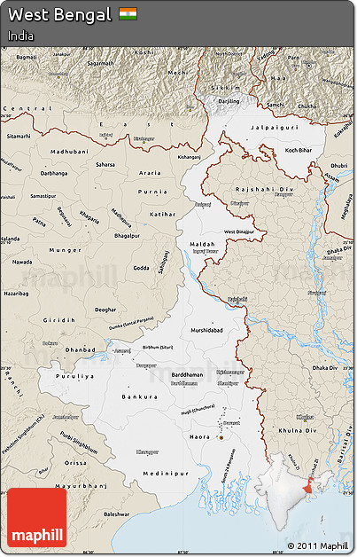 Classic Style Map of West Bengal