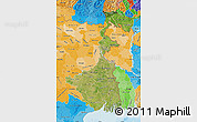 Satellite Map of West Bengal, political shades outside