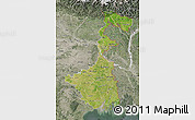 Satellite Map of West Bengal, semi-desaturated