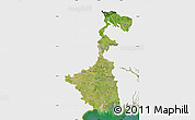 Satellite Map of West Bengal, single color outside