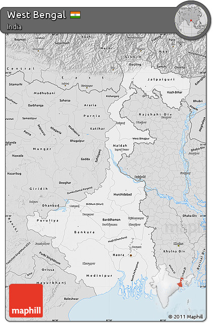 Silver Style Map of West Bengal