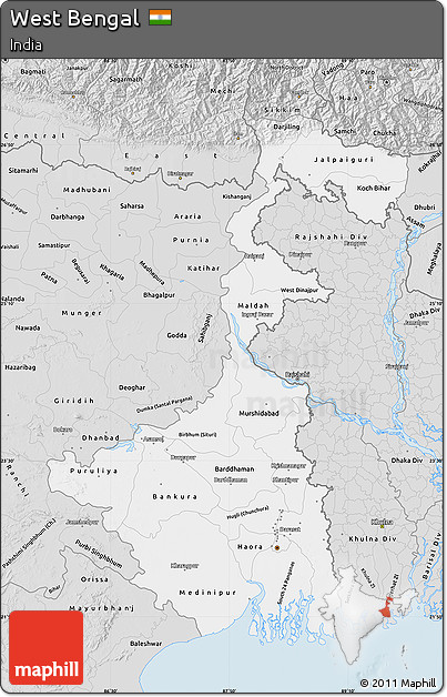 Silver Style Map of West Bengal