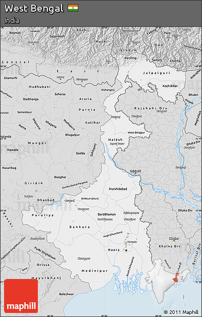 Silver Style Map of West Bengal