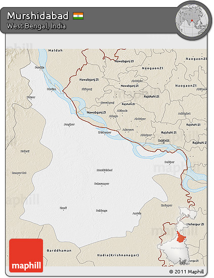 Classic Style 3D Map of Murshidabad