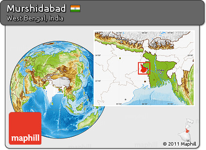Physical Location Map of Murshidabad, highlighted country