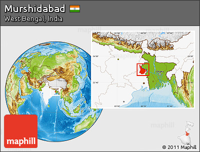 Physical Location Map of Murshidabad, highlighted country