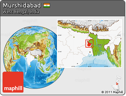 Physical Location Map of Murshidabad, highlighted country