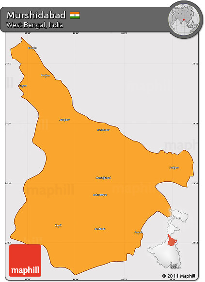 Political Simple Map of Murshidabad, cropped outside