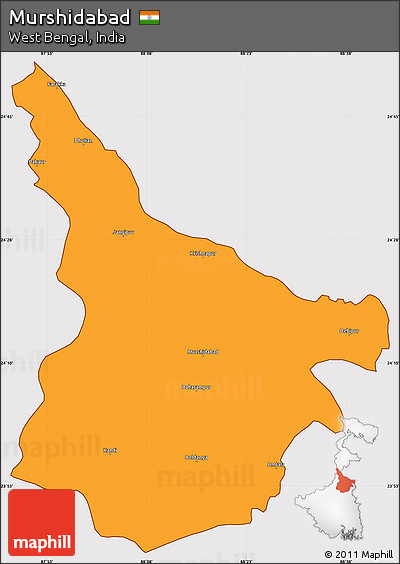 Political Simple Map of Murshidabad, cropped outside