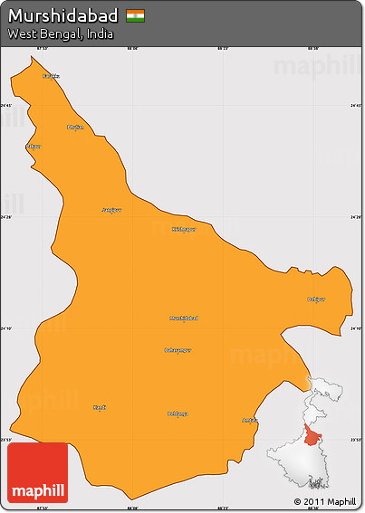 Political Simple Map of Murshidabad, cropped outside