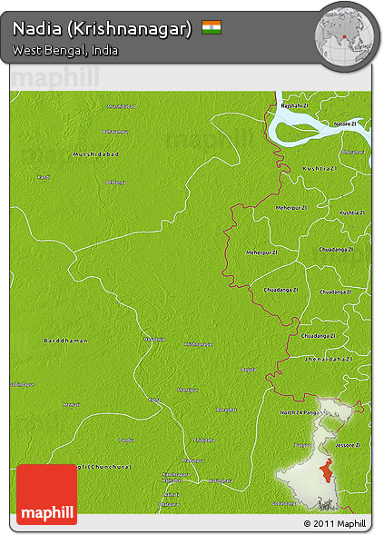 Physical 3D Map of Nadia (Krishnanagar)